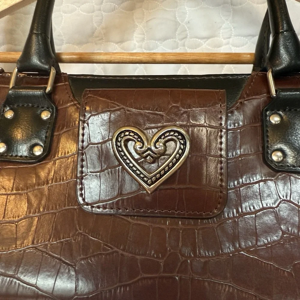 BRIGHTON ALLIGATOR EMBOSSED SATCHEL HANDBAG Embellishment Western Chic - Picture 4 of 16